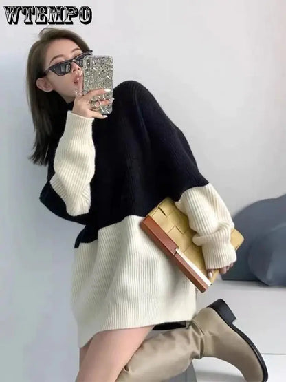 Women's Loose Long-Sleeved High-Neck Knit Sweater