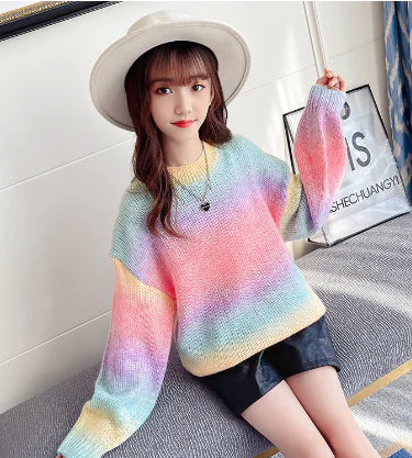 Women's Long-Sleeved Loose Knit Casual Sweater