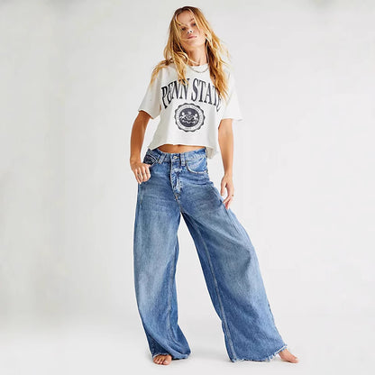 Vintage Washed Wide Leg Jeans