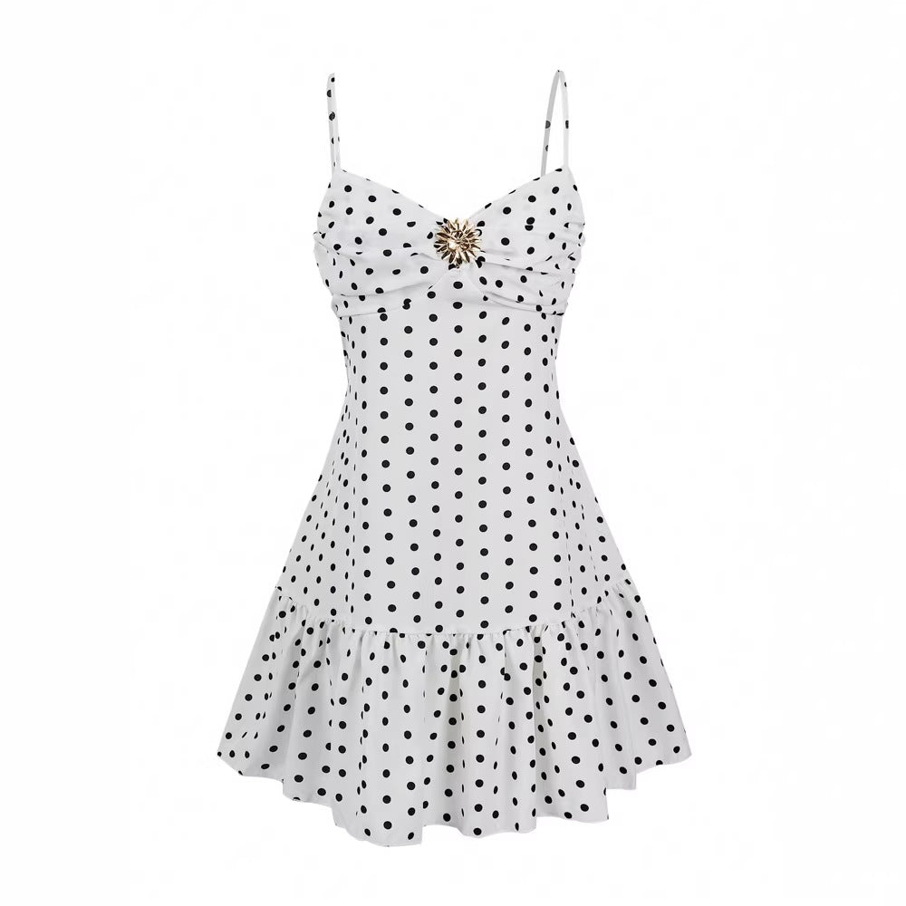 Polka Dot Ruffle Sling Mini Dress