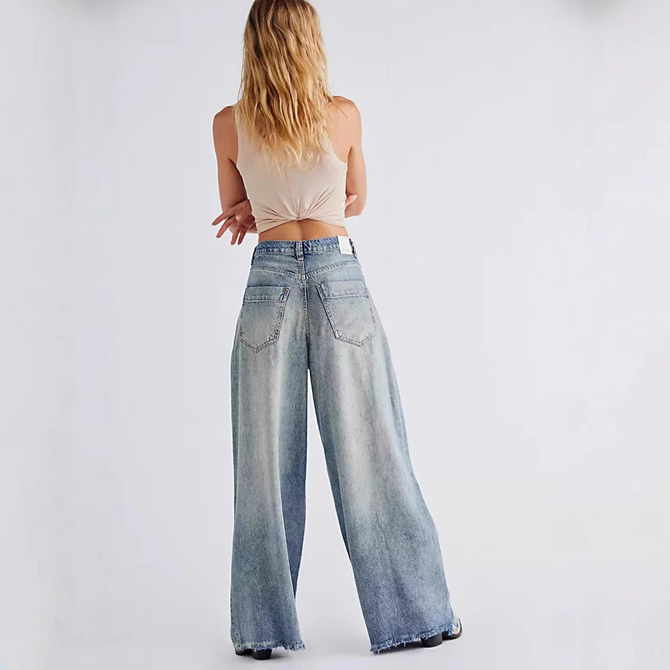 Vintage Washed Wide Leg Jeans