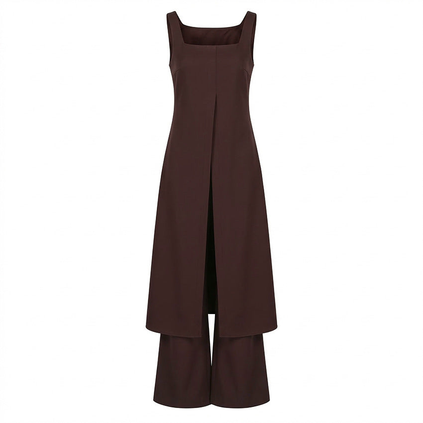 Sleeveless Split Camisole Wide Leg Pants Set