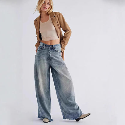 Vintage Washed Wide Leg Jeans