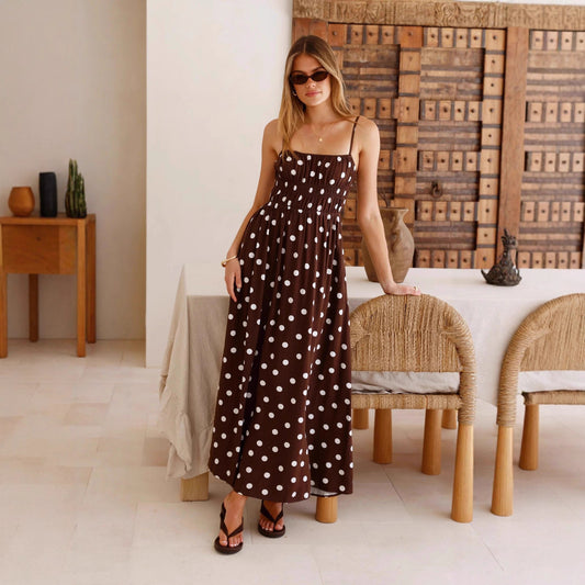 Polka Dot Waist Maxi Dress