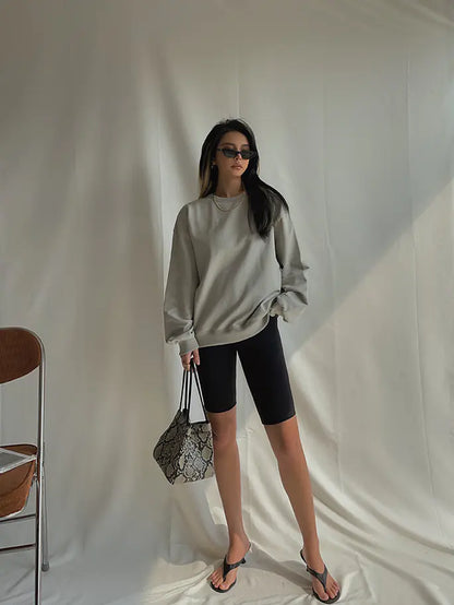 Trendy Retro Long-sleeved Loose Solid Color Sweater