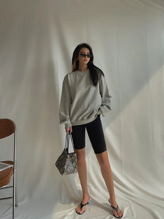 Trendy Retro Long-sleeved Loose Solid Color Sweater